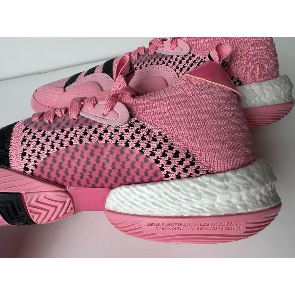 ADIDAS Shoes Sneakers Mens Size 9 Pink Basketball Trae Young 2 Knit Blokecore